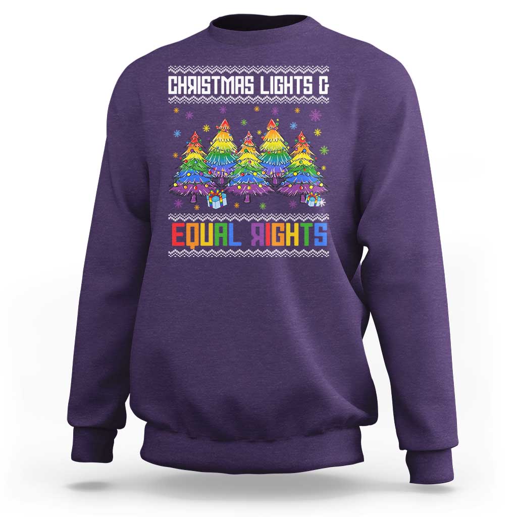 Christmas Equality Lights Ugly Sweater Sweatshirt Xmas Activism Gift - Wonder Print Shop