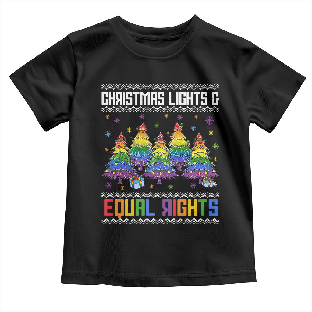 Christmas Equality Lights Ugly Sweater Toddler T Shirt Xmas Activism Gift - Wonder Print Shop