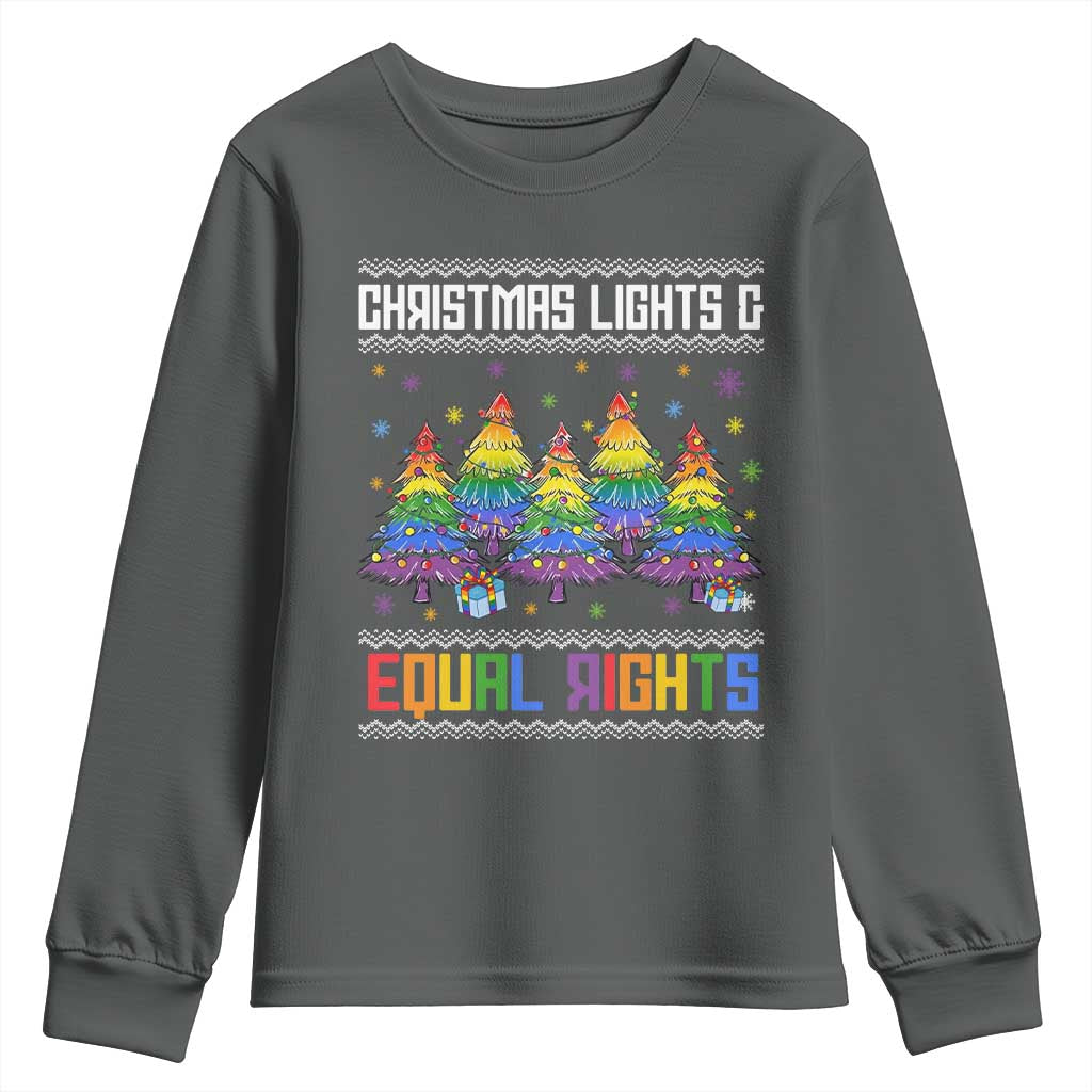 Christmas Equality Lights Ugly Sweater Youth Sweatshirt Xmas Activism Gift - Wonder Print Shop