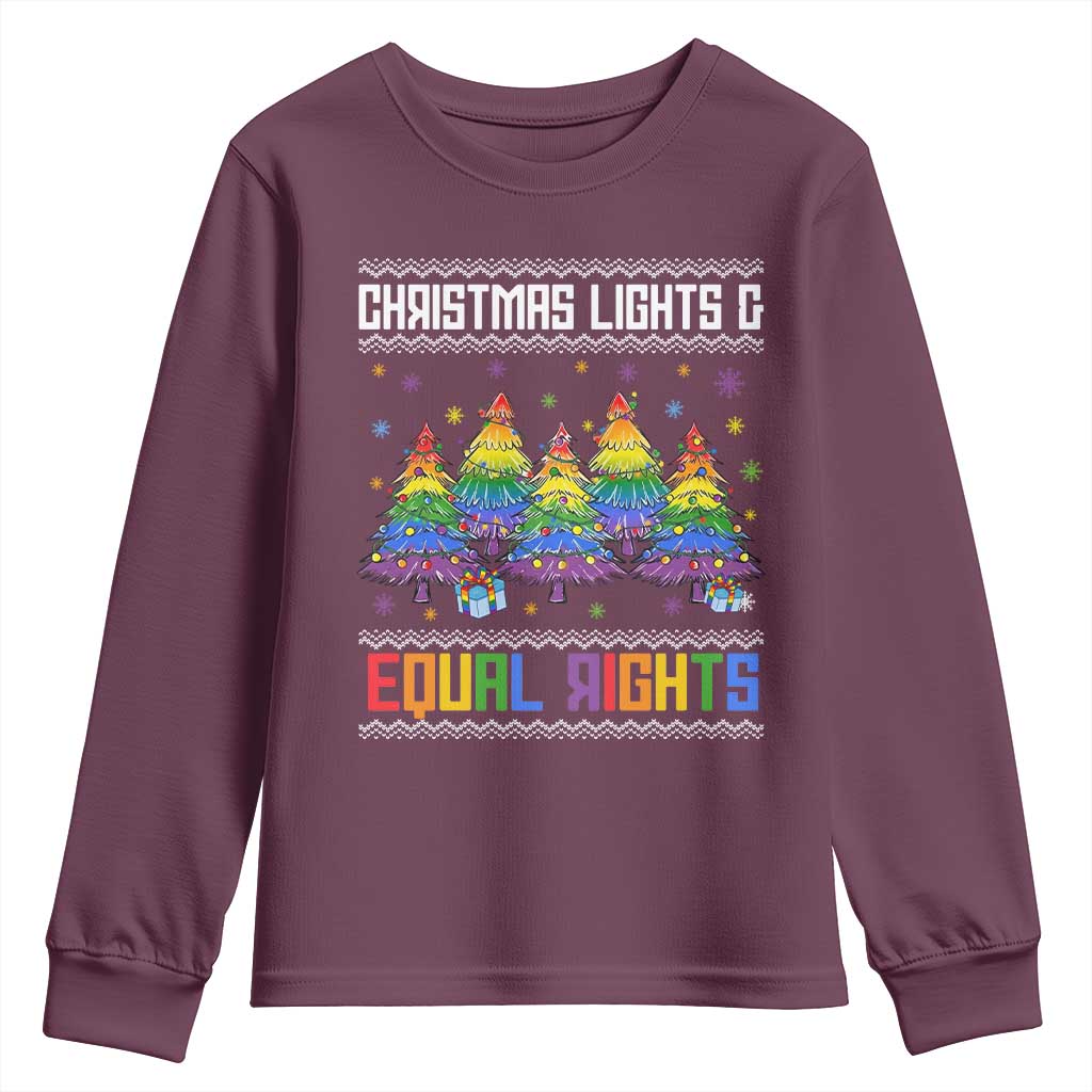 Christmas Equality Lights Ugly Sweater Youth Sweatshirt Xmas Activism Gift - Wonder Print Shop