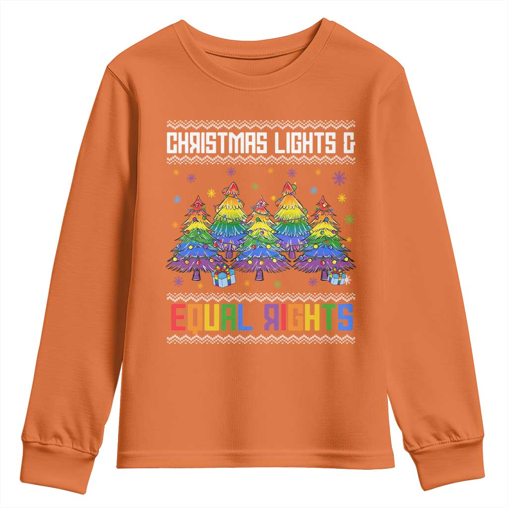 Christmas Equality Lights Ugly Sweater Youth Sweatshirt Xmas Activism Gift - Wonder Print Shop