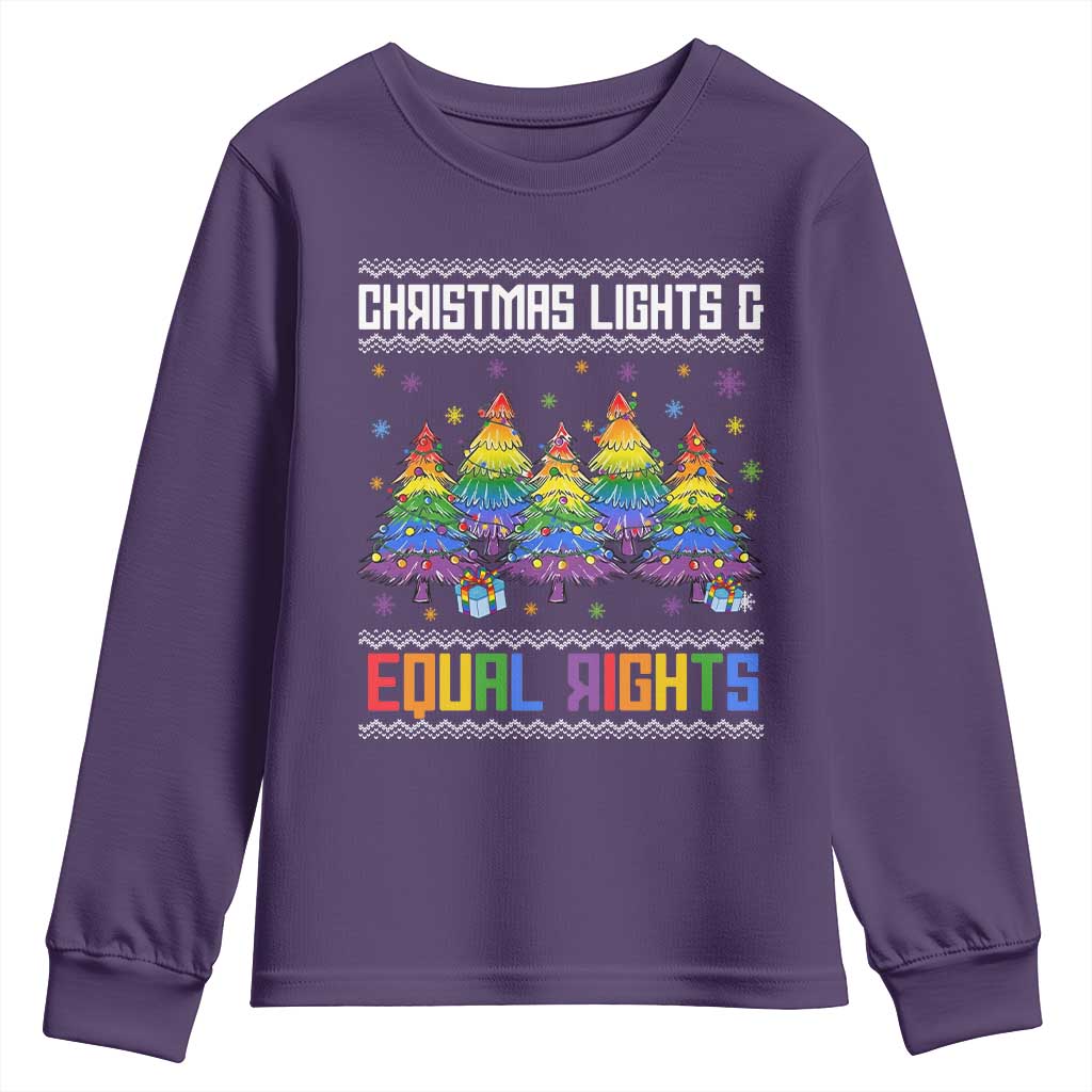Christmas Equality Lights Ugly Sweater Youth Sweatshirt Xmas Activism Gift - Wonder Print Shop