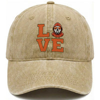Love Vintage Cool Bulldog Washed Cotton Baseball Cap Game Day Dog Lover