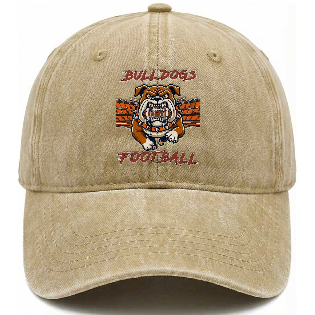 Bulldog Football Lover Washed Cotton Baseball Cap Midwest Game Day Lifestyle