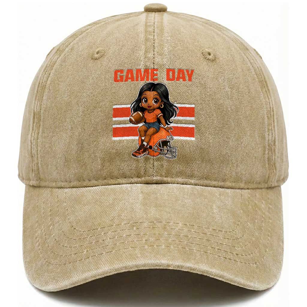 Funny Game Day Cute Girl Washed Cotton Baseball Cap Midwest Football Player Gift