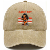 Funny Game Day Cute Girl Washed Cotton Baseball Cap Midwest Football Player Gift