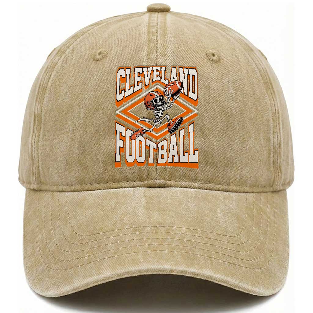 Funny Skeleton Dark Football Washed Cotton Baseball Cap CFBB Fan Gift