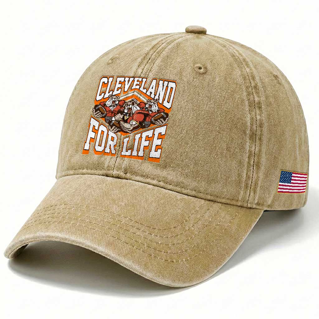 Cleveland For Life Washed Cotton Baseball Cap CFBB Fan Gift