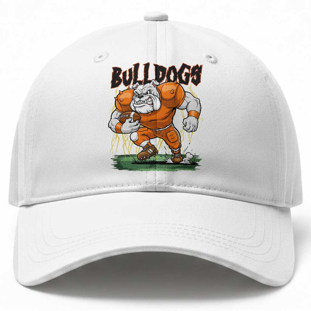 Funny Bulldog Playing Football Baseball Cap Game Day Dog Lover