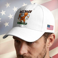 Funny Bulldog Playing Football Baseball Cap Game Day Dog Lover