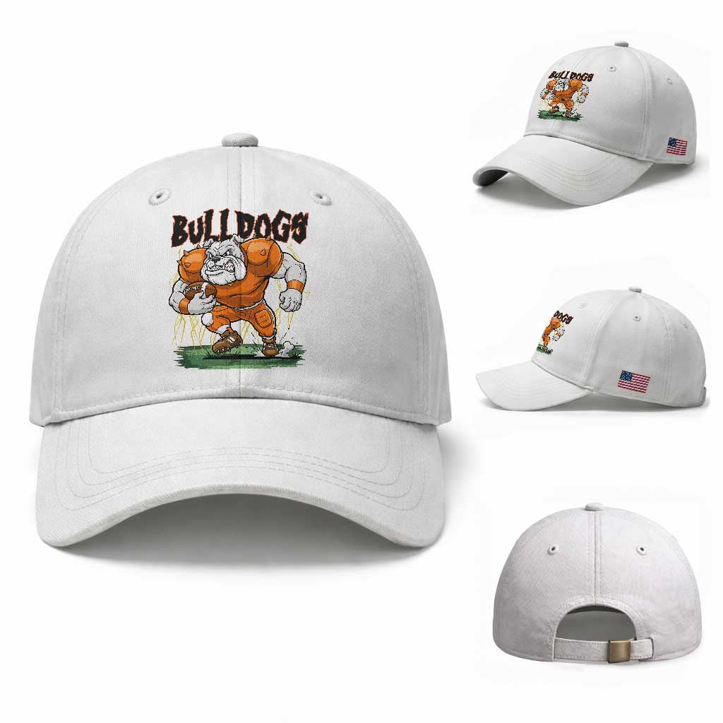 Funny Bulldog Playing Football Baseball Cap Game Day Dog Lover
