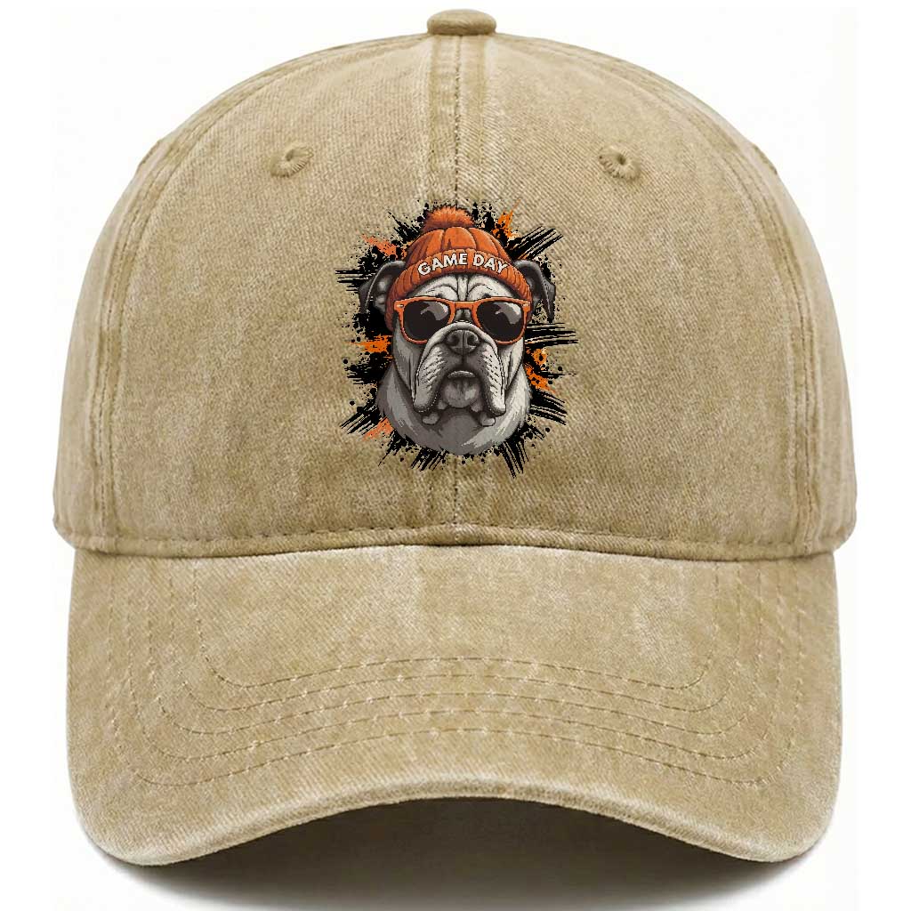 Bulldog Football Spirit Washed Cotton Baseball Cap Game Day Dog Lover Gift