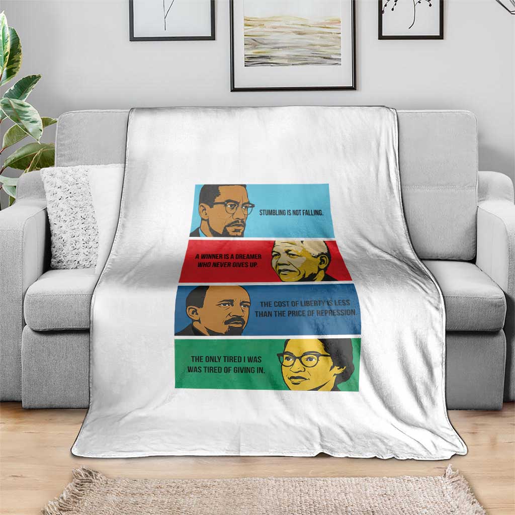 African American Leaders History Quote Gift Throw Blanket