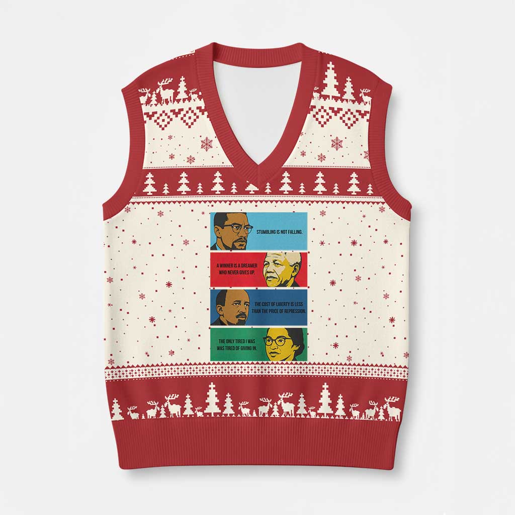 African American Leaders History Quote Gift V-Neck Knit Sweater Vest