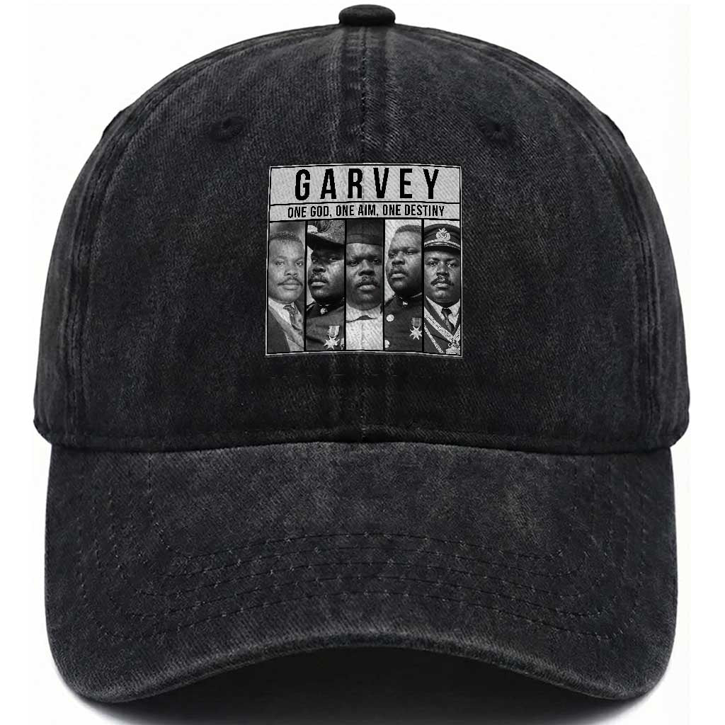 Marcus Garvey Quote Washed Cotton Baseball Cap One God One Aim One Destiny