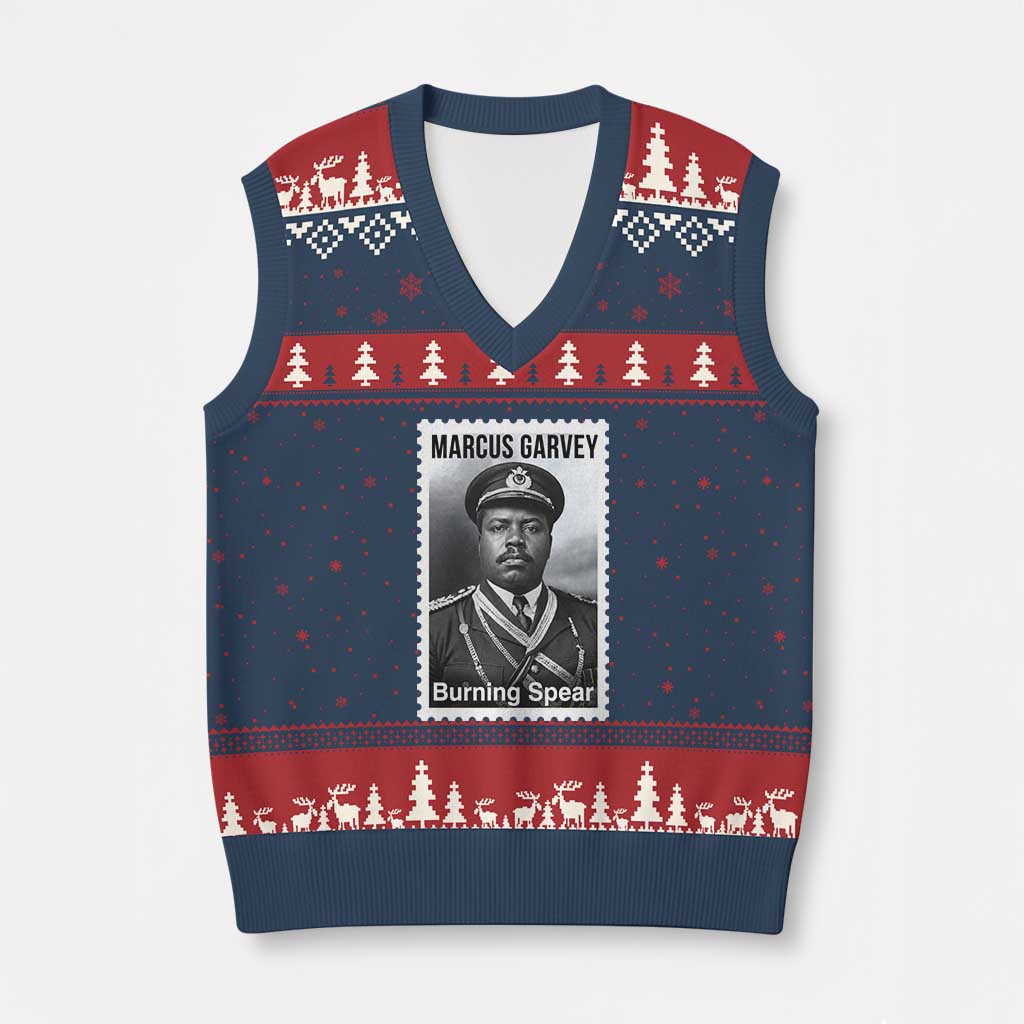 Marcus Garvey V-Neck Knit Sweater Vest Jamaican National Hero Legacy Gift