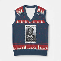 Marcus Garvey V-Neck Knit Sweater Vest Jamaican National Hero Legacy Gift