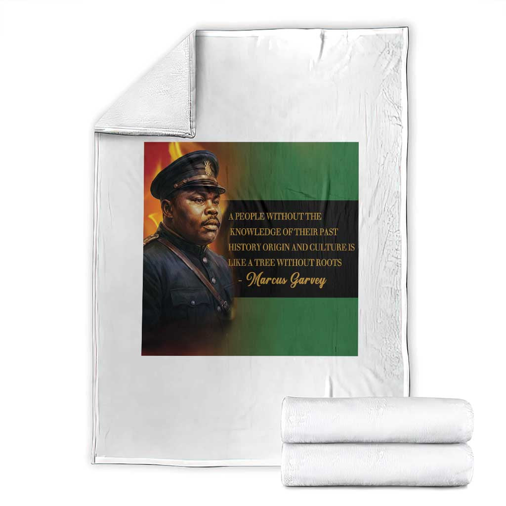 Marcus Garvey Pan African Flag Throw Blanket A People Without Knowledge Of Their Past Quote
