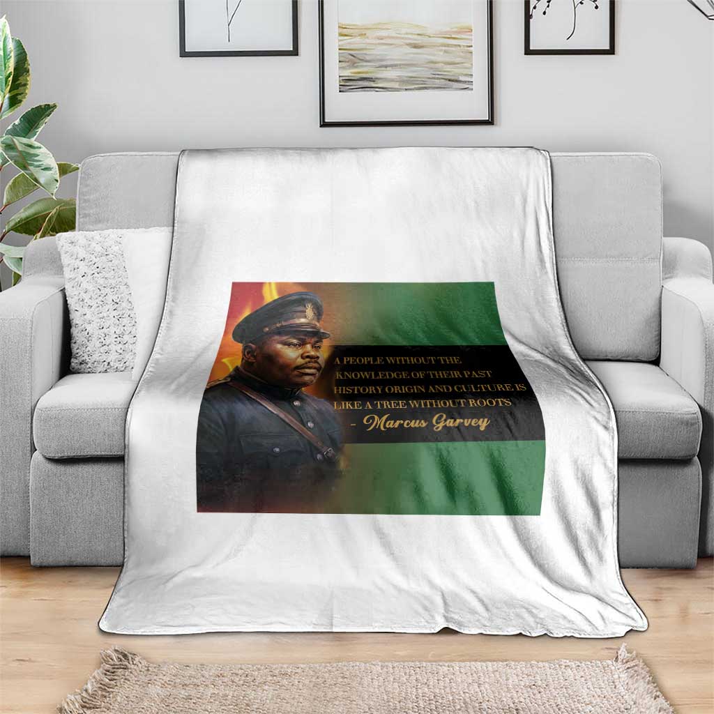 Marcus Garvey Pan African Flag Throw Blanket A People Without Knowledge Of Their Past Quote