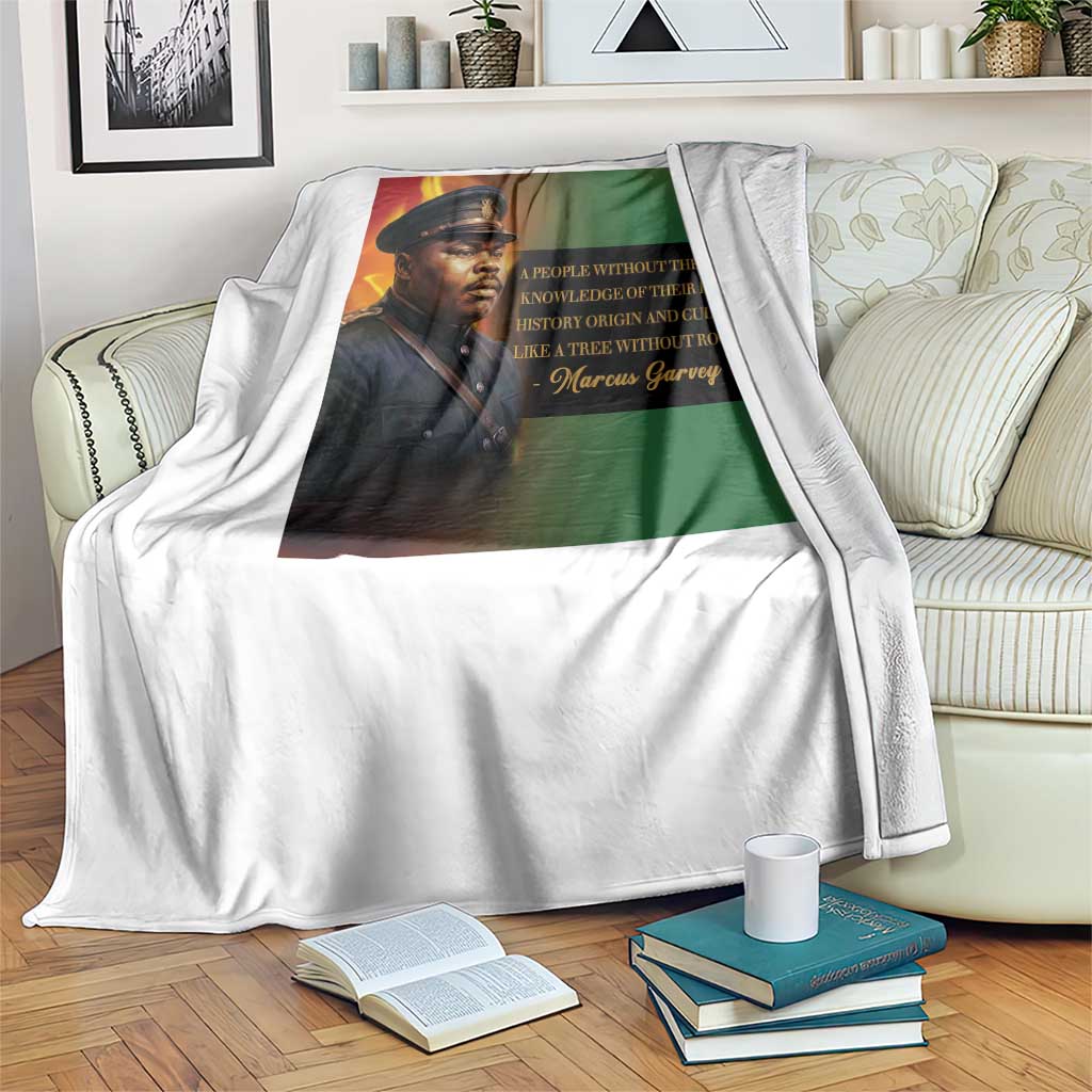 Marcus Garvey Pan African Flag Throw Blanket A People Without Knowledge Of Their Past Quote