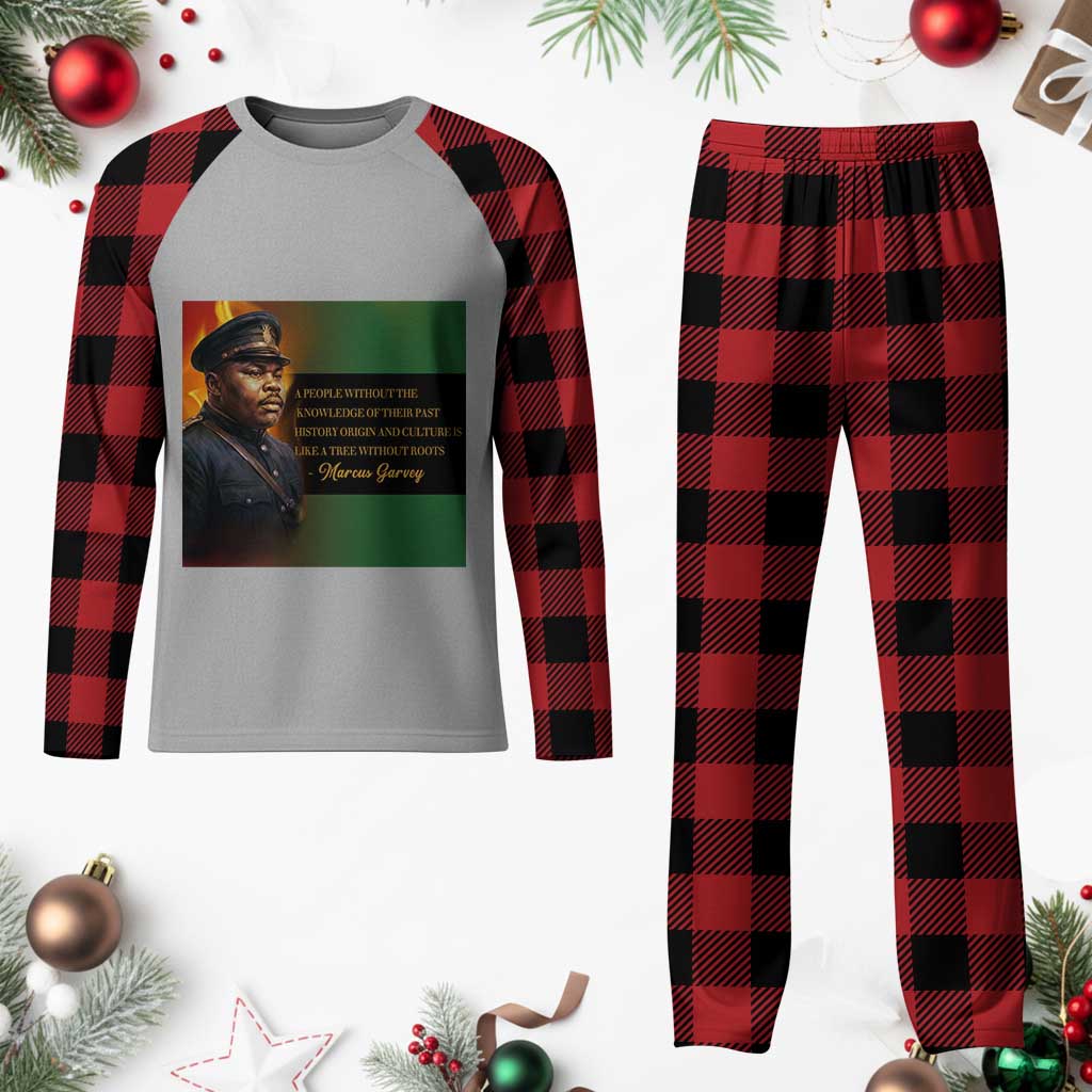 Marcus Garvey Pan African Flag Plaid Pajama Set A People Without Knowledge Of Their Past Quote