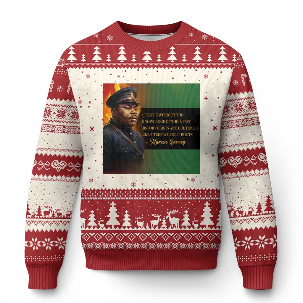 Marcus Garvey Pan African Flag Ugly Christmas Sweater A People Without Knowledge Of Their Past Quote