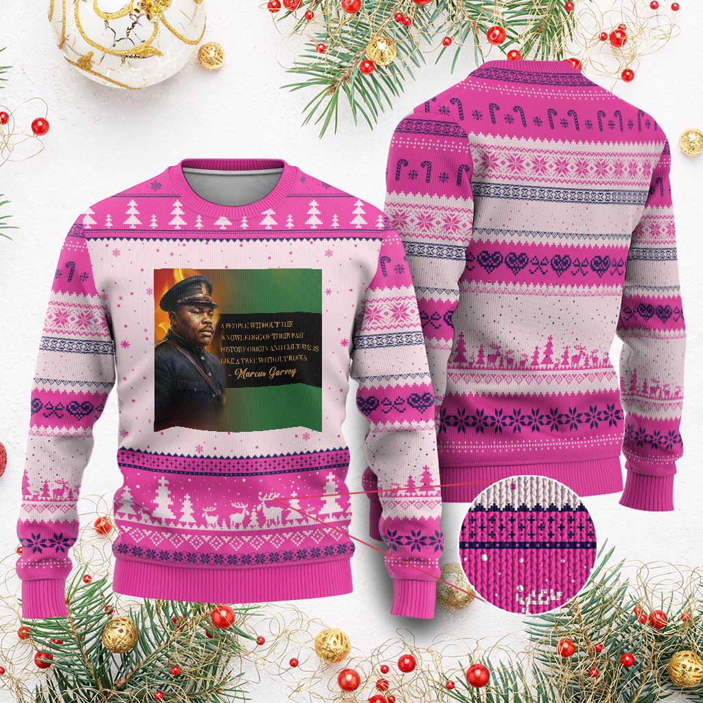 Marcus Garvey Pan African Flag Ugly Christmas Sweater A People Without Knowledge Of Their Past Quote
