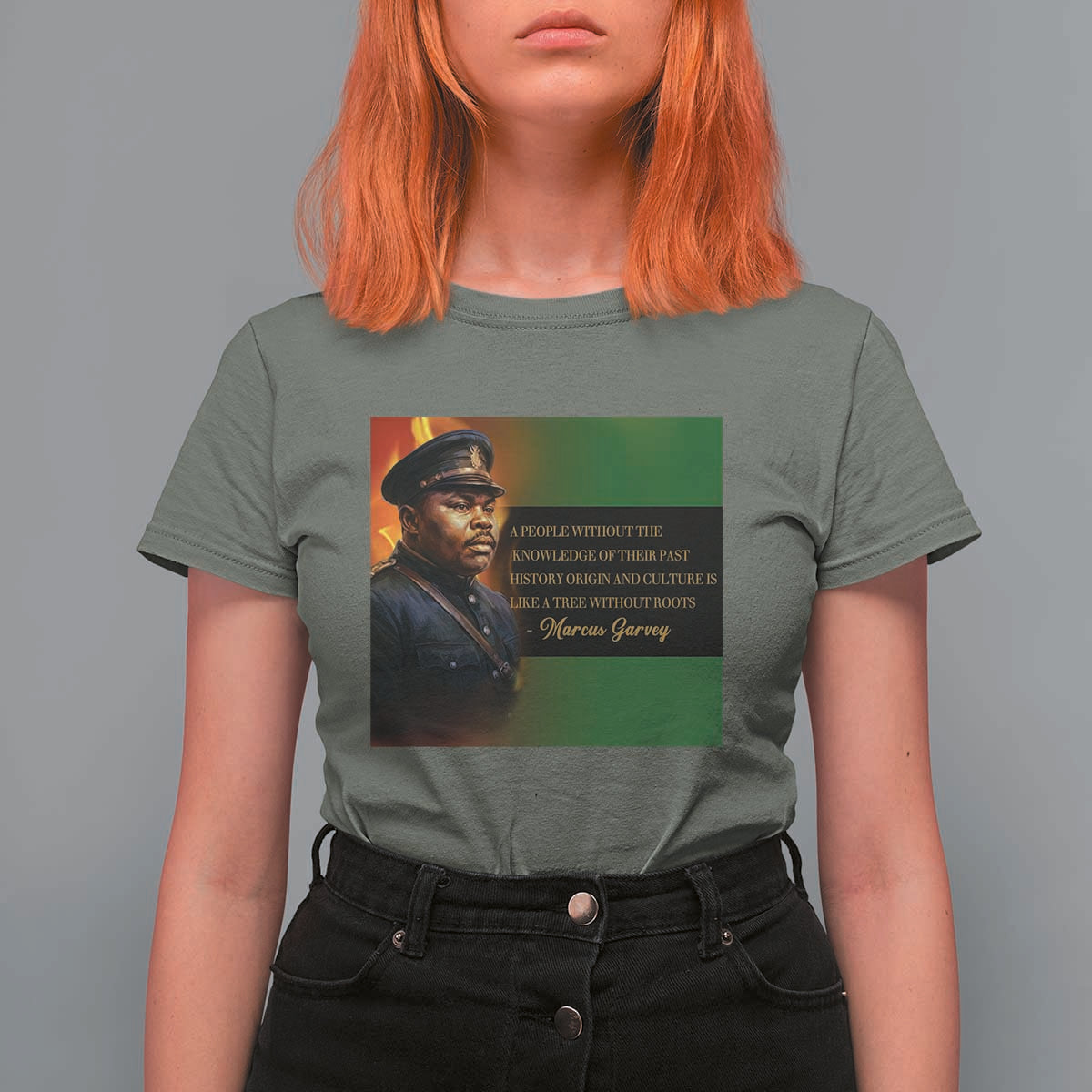 Marcus Garvey Pan African Flag T Shirt For Women A People Without Knowledge Of Their Past Quote