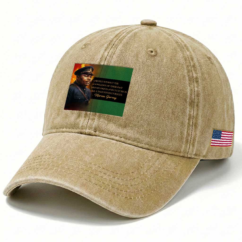 Marcus Garvey Pan African Flag Washed Cotton Baseball Cap A People Without Knowledge Of Their Past Quote