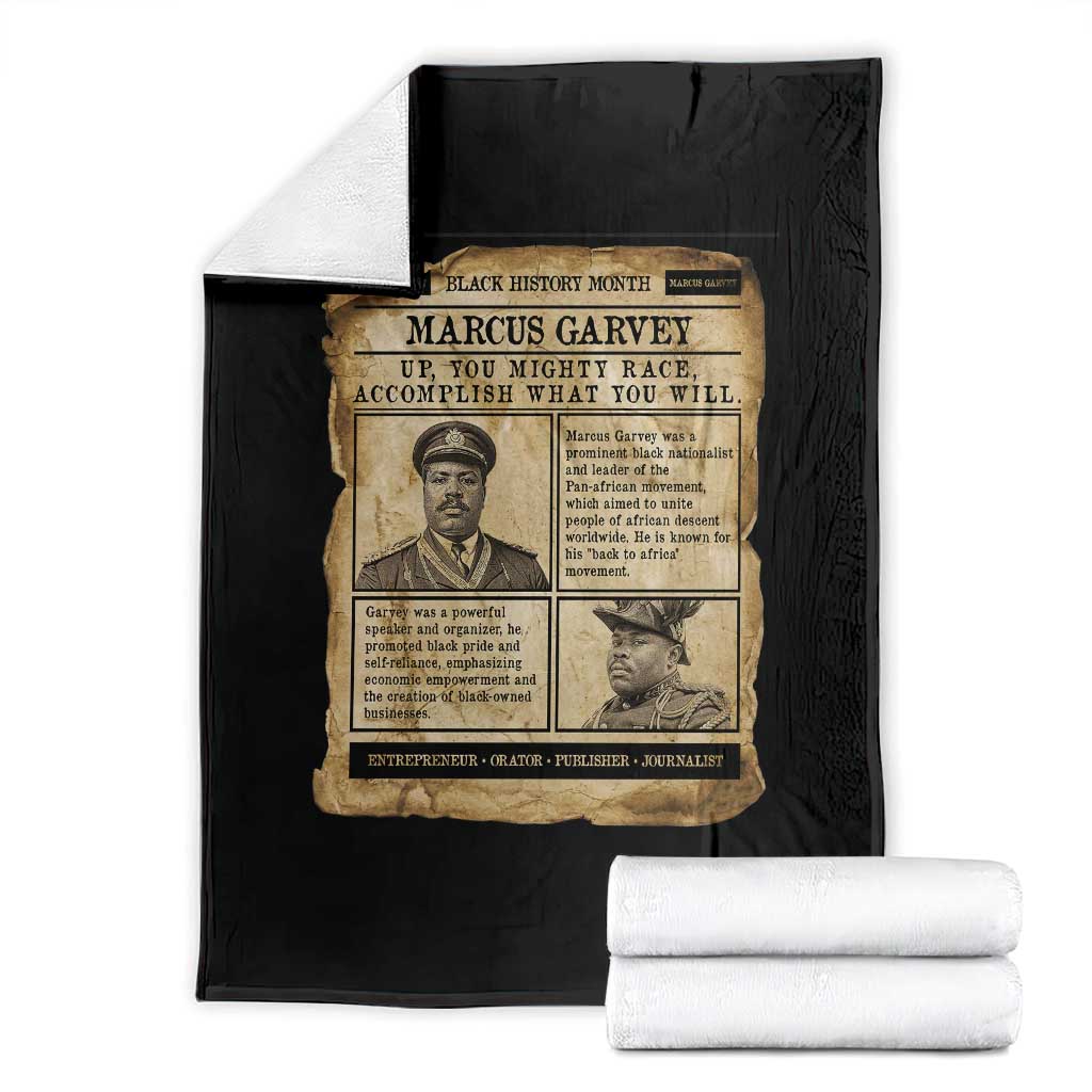 Vintage Newspaper Marcus Garvey Throw Blanket Up You Mighty Race Quote