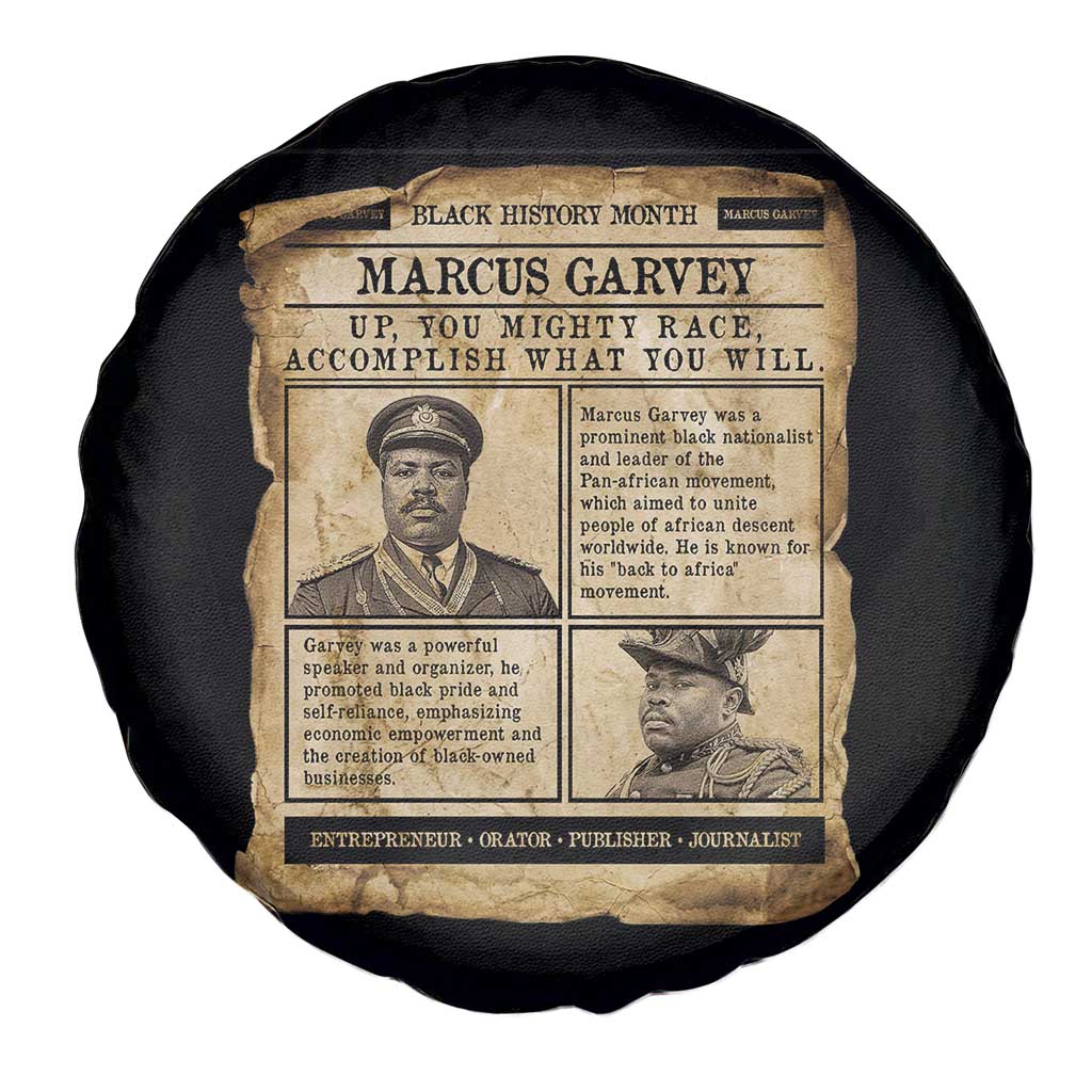 Vintage Newspaper Marcus Garvey Spare Tire Cover Up You Mighty Race Quote