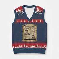 Vintage Newspaper Marcus Garvey V-Neck Knit Sweater Vest Up You Mighty Race Quote
