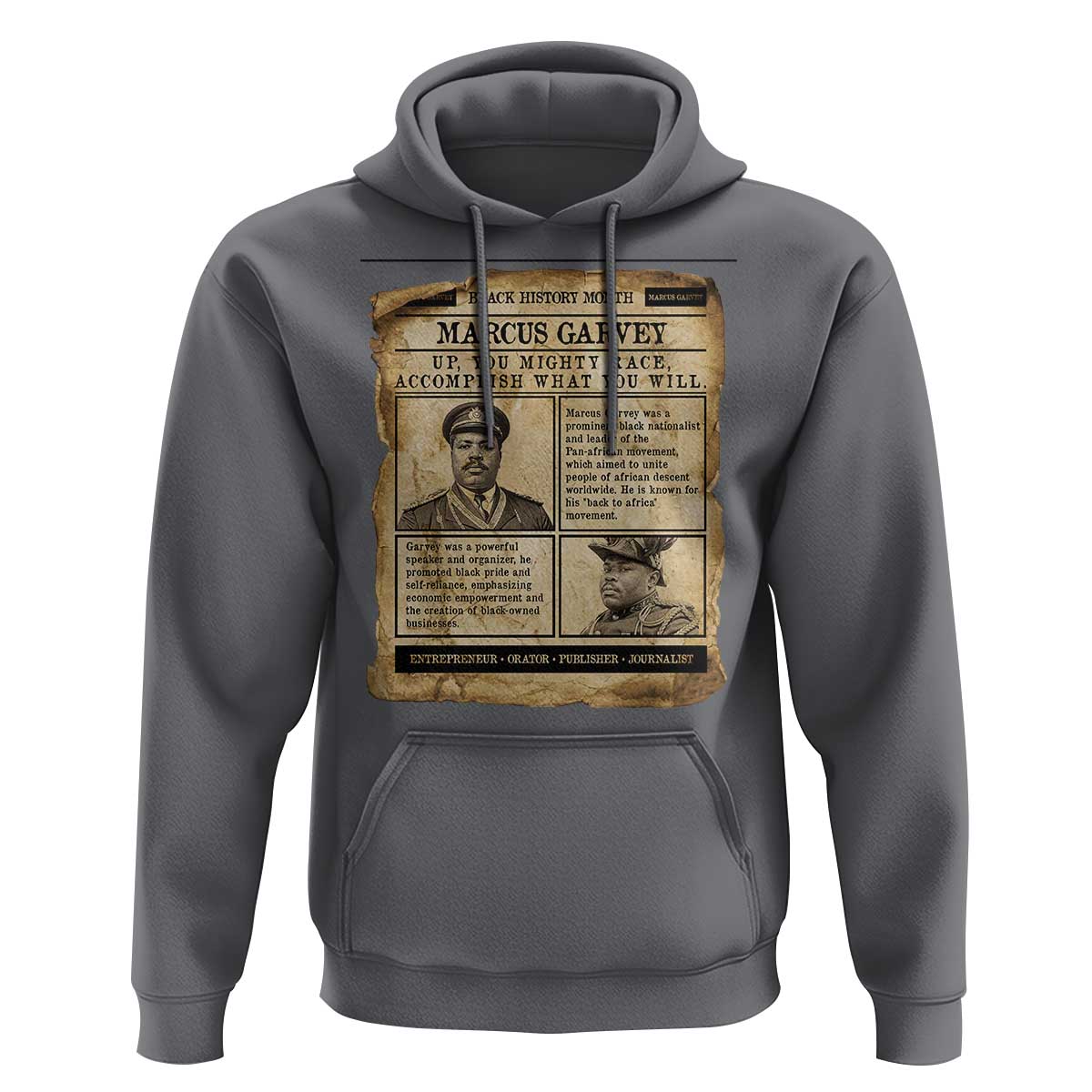 Vintage Newspaper Marcus Garvey Hoodie Up You Mighty Race Quote