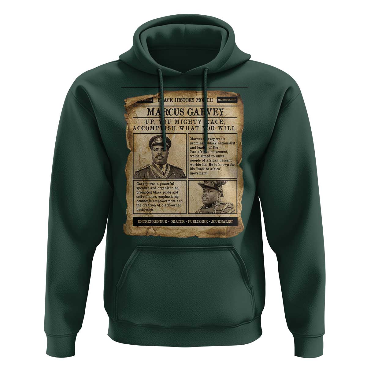 Vintage Newspaper Marcus Garvey Hoodie Up You Mighty Race Quote