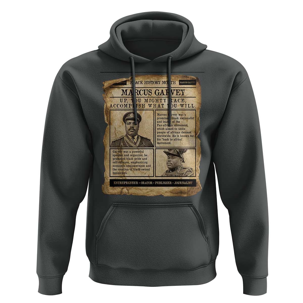 Vintage Newspaper Marcus Garvey Hoodie Up You Mighty Race Quote