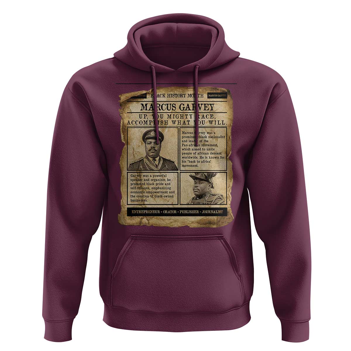 Vintage Newspaper Marcus Garvey Hoodie Up You Mighty Race Quote