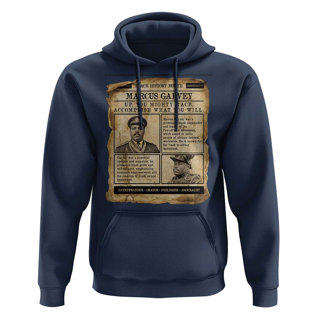 Vintage Newspaper Marcus Garvey Hoodie Up You Mighty Race Quote