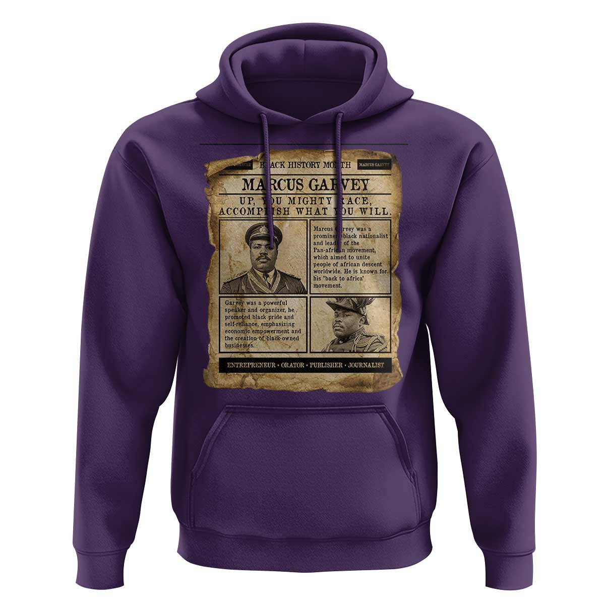 Vintage Newspaper Marcus Garvey Hoodie Up You Mighty Race Quote