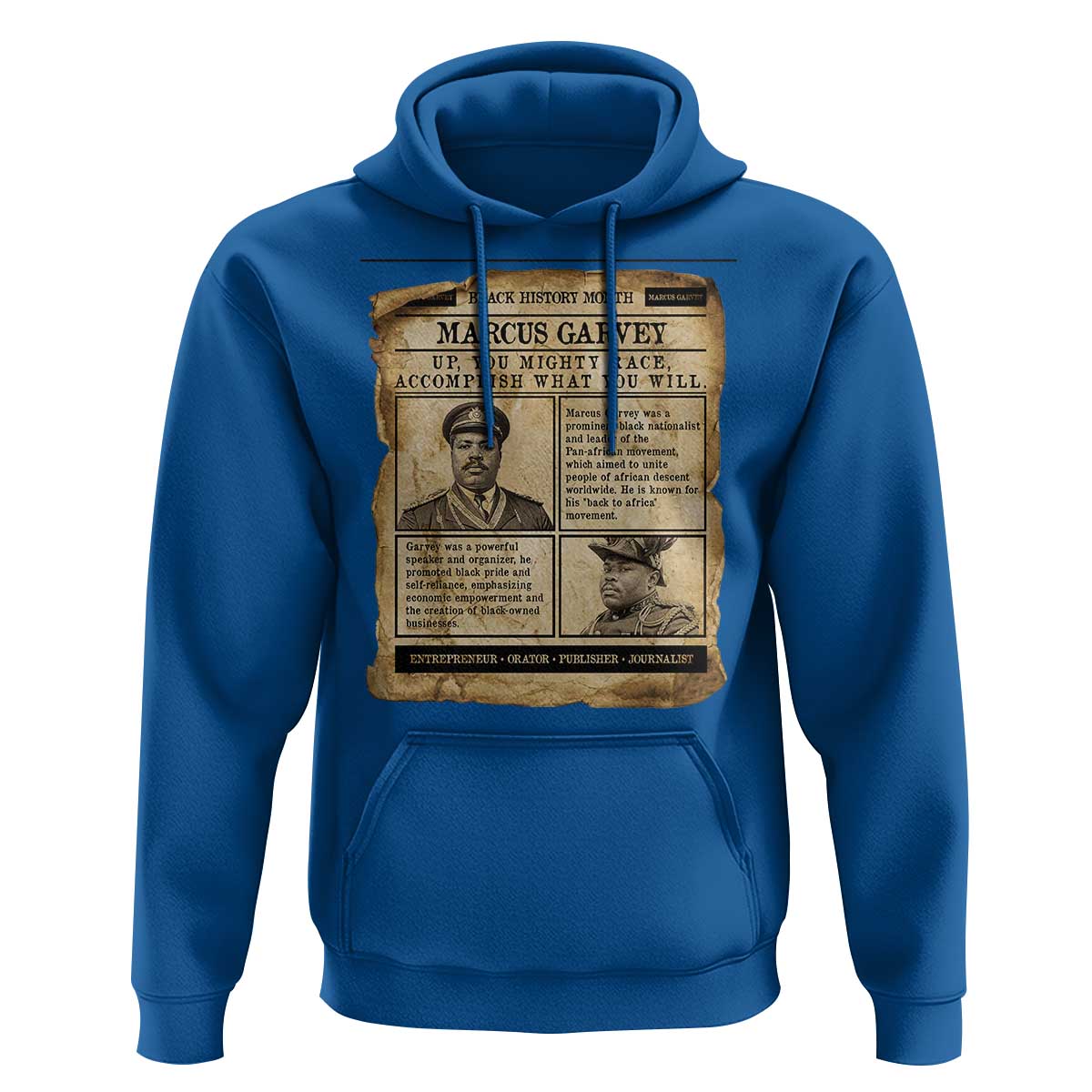 Vintage Newspaper Marcus Garvey Hoodie Up You Mighty Race Quote