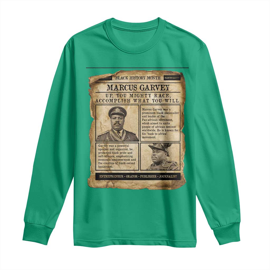 Vintage Newspaper Marcus Garvey Long Sleeve Shirt Up You Mighty Race Quote