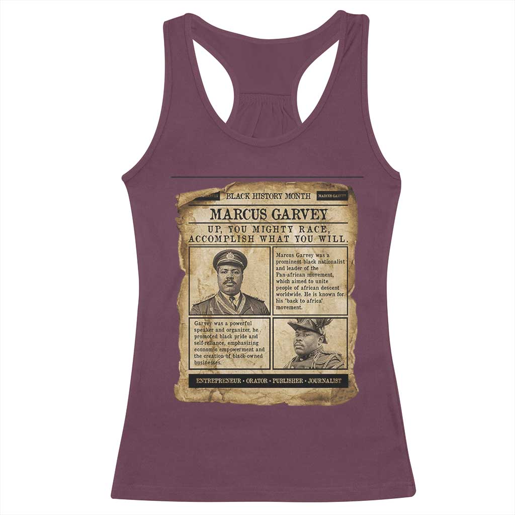 Vintage Newspaper Marcus Garvey Racerback Tank Top Up You Mighty Race Quote