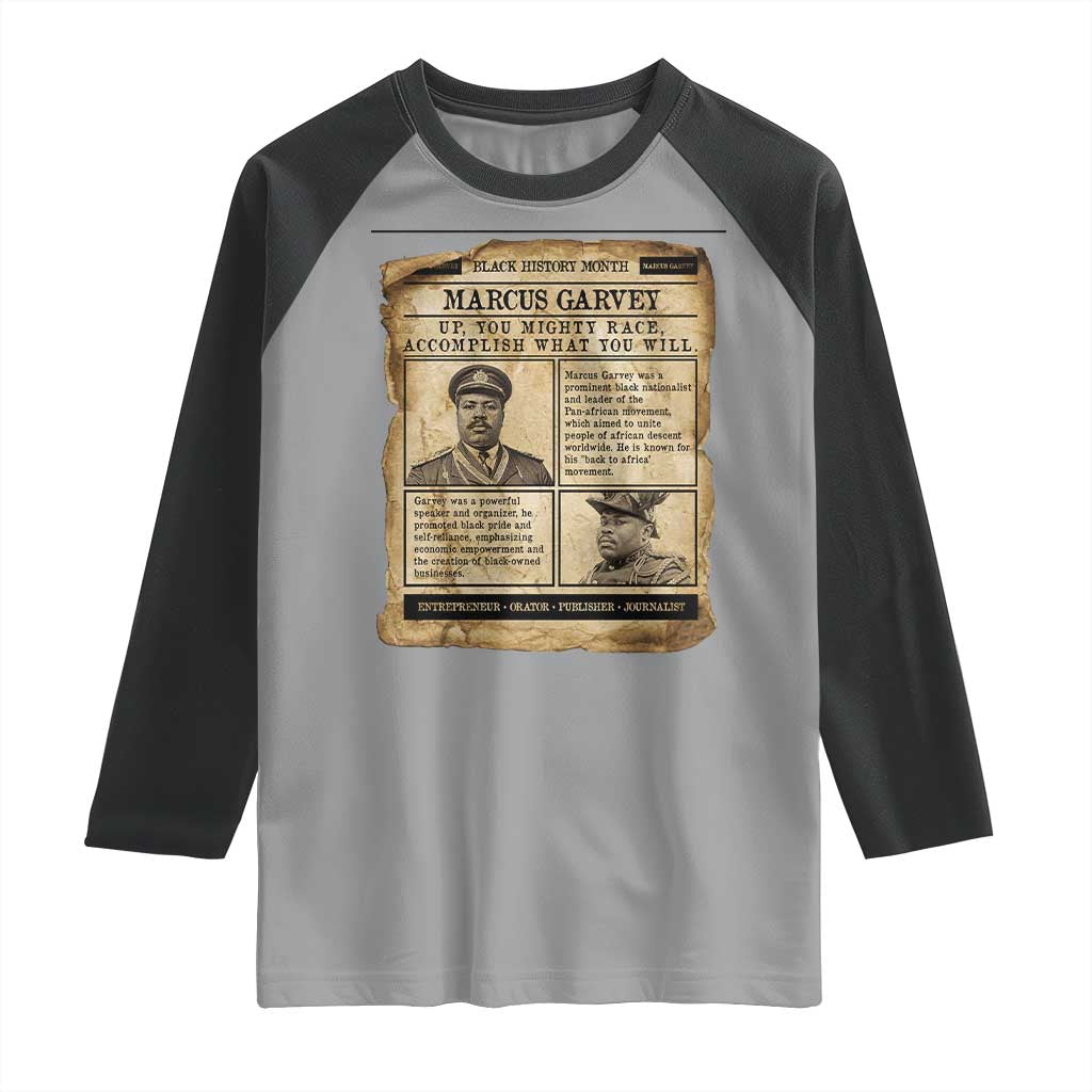Vintage Newspaper Marcus Garvey Raglan Shirt Up You Mighty Race Quote