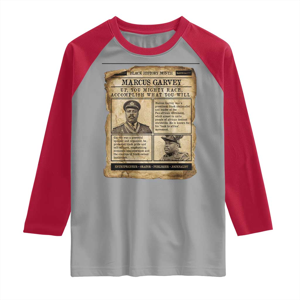 Vintage Newspaper Marcus Garvey Raglan Shirt Up You Mighty Race Quote