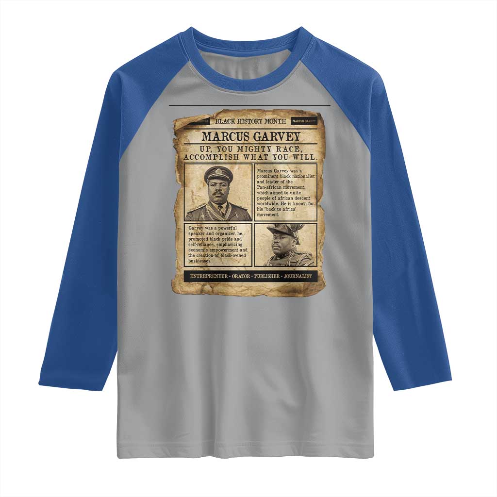 Vintage Newspaper Marcus Garvey Raglan Shirt Up You Mighty Race Quote