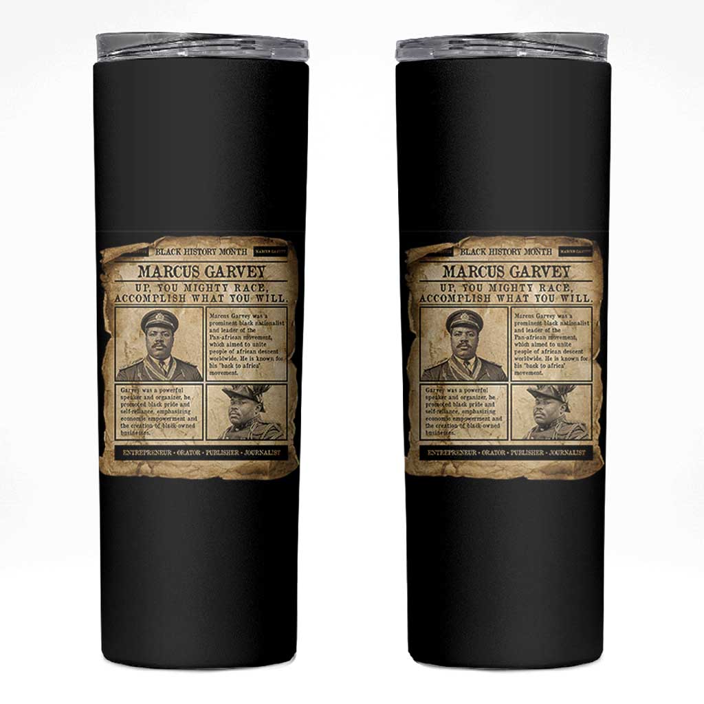 Vintage Newspaper Marcus Garvey Skinny Tumbler Up You Mighty Race Quote