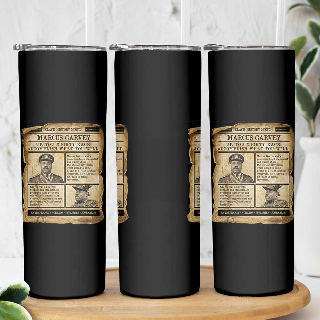 Vintage Newspaper Marcus Garvey Skinny Tumbler Up You Mighty Race Quote