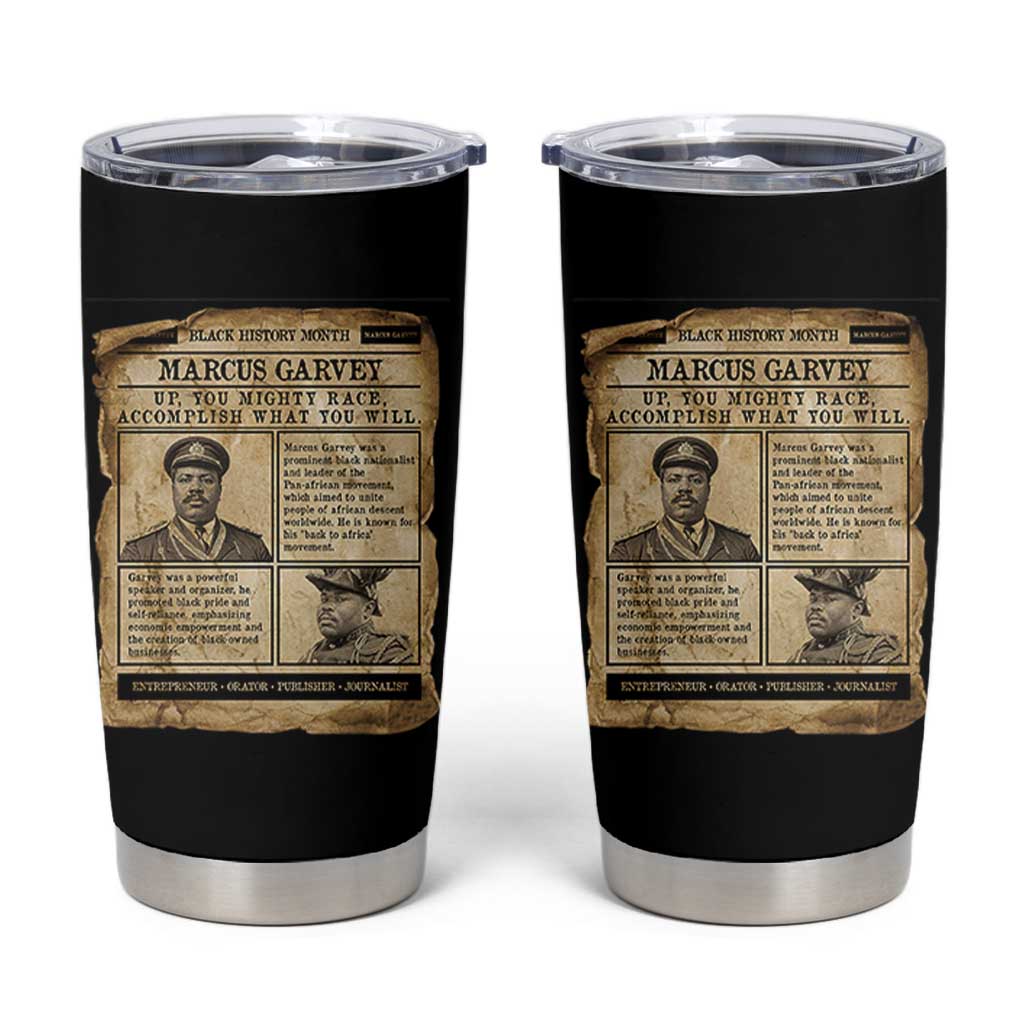 Vintage Newspaper Marcus Garvey Tumbler Cup Up You Mighty Race Quote