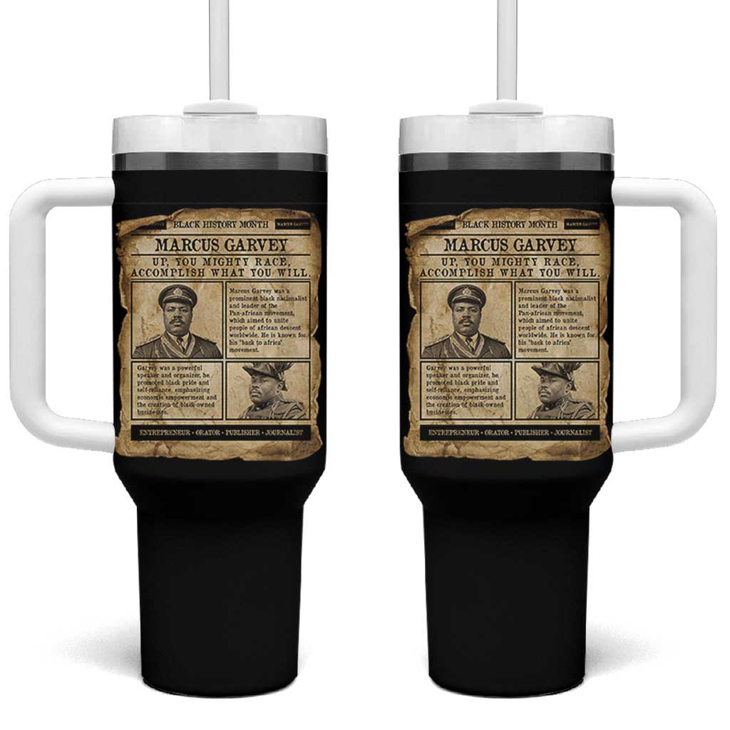 Vintage Newspaper Marcus Garvey Tumbler With Handle Up You Mighty Race Quote