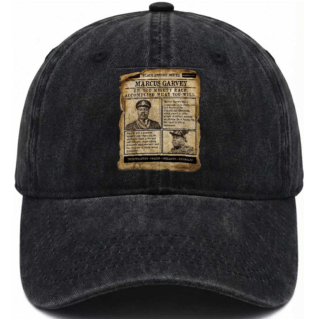 Vintage Newspaper Marcus Garvey Washed Cotton Baseball Cap Up You Mighty Race Quote