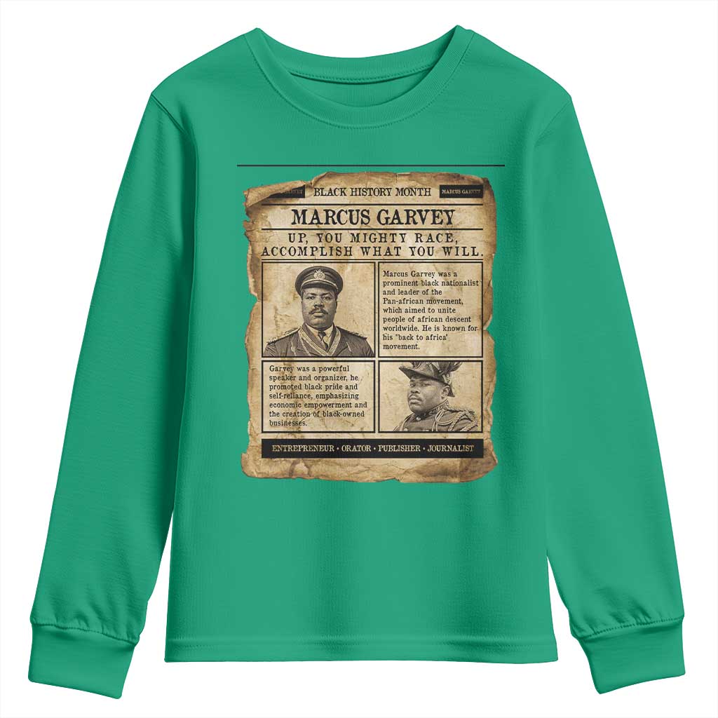 Vintage Newspaper Marcus Garvey Youth Sweatshirt Up You Mighty Race Quote